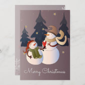 Kerstsneeuwmannen Feestdagenkaart (Voorkant / Achterkant)