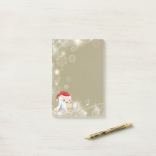 Kerstsneeuwpop met een rode kersthat post-it® notes (Op bureau)