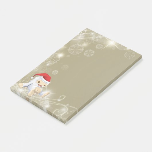 Kerstsneeuwpop met een rode kersthat post-it® notes (Schuin)