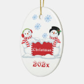 Kerstsneeuwpopje Keramisch Ornament (Links)