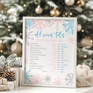 Kerstsneeuwschilfers roze of blauwe Oude Wives Tal Poster