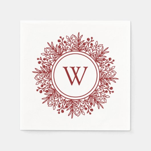 Kerstsneeuwvlok Monogram Servet (Voorkant)