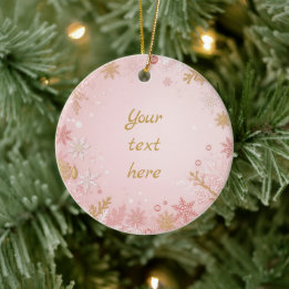 Kerstsneeuwvlok Roze Wit Goud Keramisch Ornament