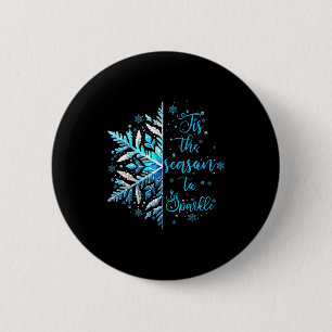 Kerstsneeuwvlok Tis Het Seizoen Gezellig Seizoen P Ronde Button 5,7 Cm