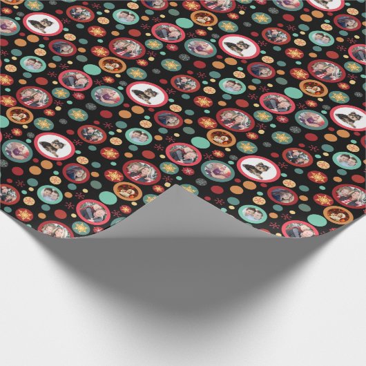 kerstsneeuwvlokken 8 favoriete familiefoto's cadeaupapier (Hoek)