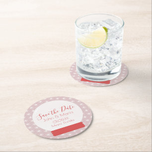 Kerstsneeuwvlokken Bewaar de Datum Rond Ronde Kartonnen Onderzetter