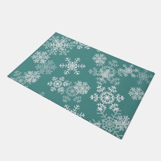 Kerstsneeuwvlokken Doormat-Blauwgroen Deurmat (Schuin)