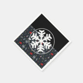 Kerstsneeuwvlokken en -bladeren met zwarte rug servet (Hoek)