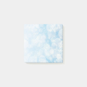 Kerstsneeuwvlokken op een blauwe achtergrond post-it® notes