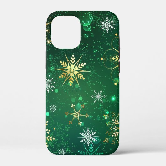 Kerstsneeuwvlokken op groene achtergrond Case-Mate iPhone case (Achterkant)