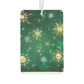 Kerstsneeuwvlokken op groene achtergrond luchtverfrisser (Achterkant)