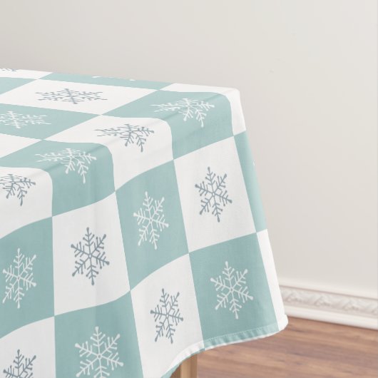Kerstsneeuwvlokken op Mystery Light Blue en White Tafelkleed (Voorbeeld)