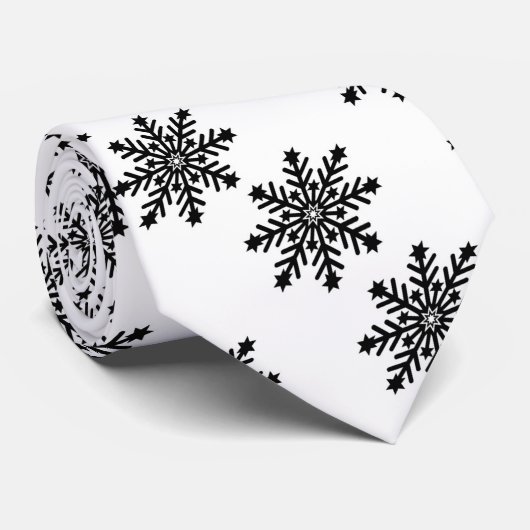 Kerstsneeuwvlokken op wit stropdas (Opgerold)