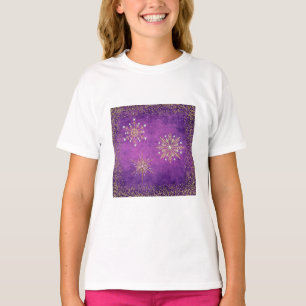 Kerstsneeuwvlokken Paars en goudglitter T-shirt