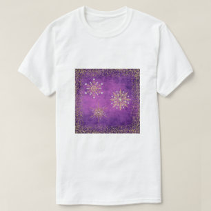 Kerstsneeuwvlokken Paars en goudglitter T-shirt