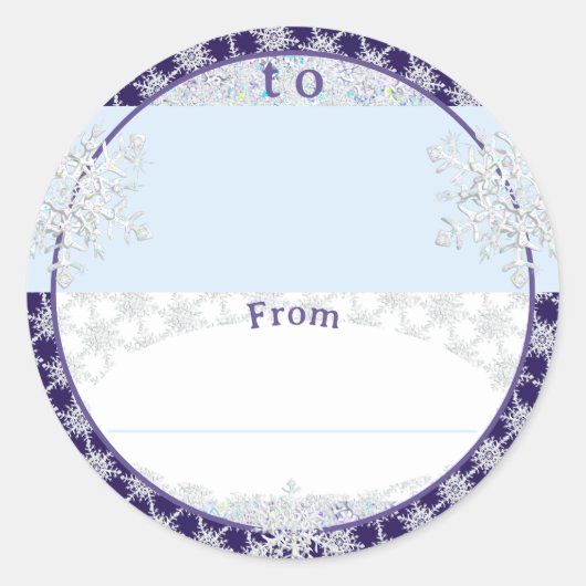 Kerstsneeuwvlokken Ronde Sticker (Voorkant)