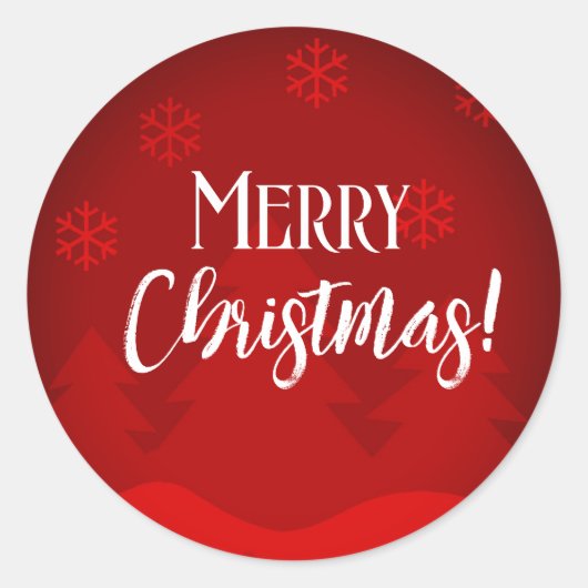 Kerstsneeuwvlokken vrolijk kerstfeest rode label (Voorkant)