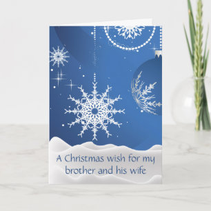 Kerstsneeuwvlokkenkaart voor broer en vrouw kaart