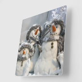 Kerstsneeuwwandklok Vierkante Klok (Hoek)