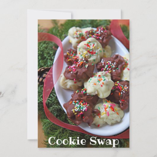 kerstsnoep met lint en groen kaart (Voorkant)