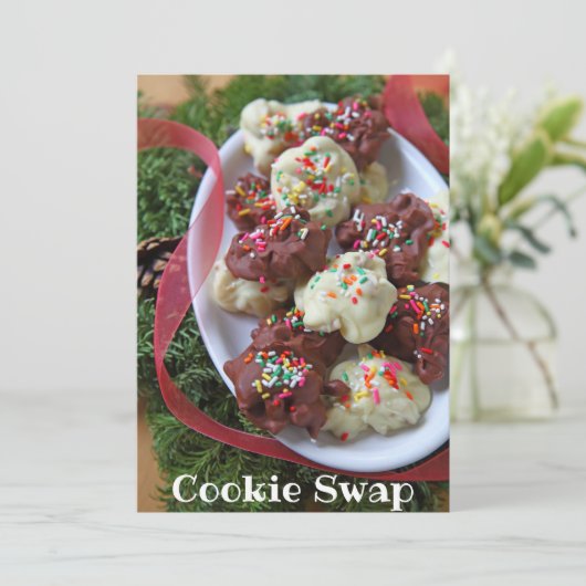 kerstsnoep met lint en groen kaart (Staand voorkant)