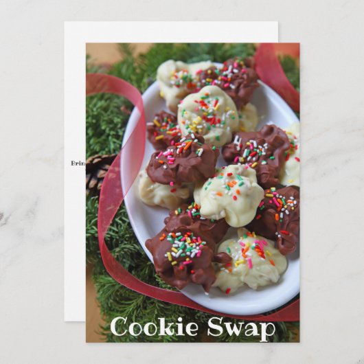 kerstsnoep met lint en groen kaart (Voorkant / Achterkant)