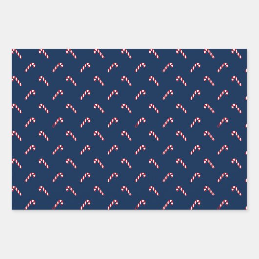 kerstsnoepje blauw rood schattig patroon inpakpapier vel (Voorkant 3)