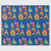 kerstsnoepjes, kaarsen en bomen cadeaupapier (Vlak)