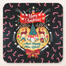 kerstSnoepjes Vierkante Kartonnen Onderzetter