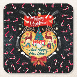 kerstSnoepjes Vierkante Kartonnen Onderzetter