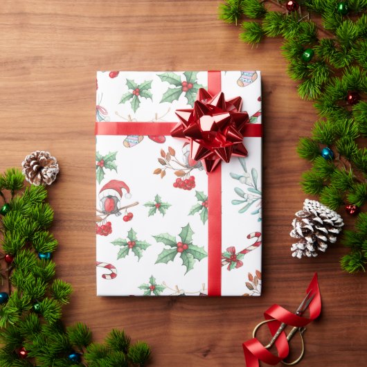 kerstsnoepkanen en Holly Cadeaupapier (Feestdagen Geschenken)