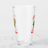 kerstsnoepriet en rood lintje op maat glas (Rechts)