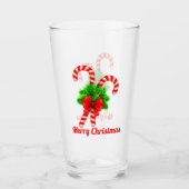 kerstsnoepriet en rood lintje op maat glas (Voorkant)