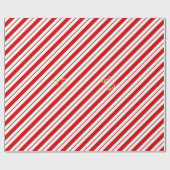 kerstsnoepriet rode strepes, aangepaste goudtekst cadeaupapier (Vlak)