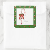 kerstsnoepsuikerriet naar/van Sticker met cadeau (Tas)