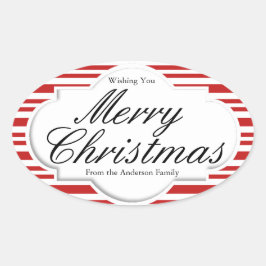 kerstsnoepwinkel ovale sticker