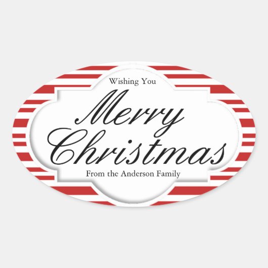 kerstsnoepwinkel ovale sticker (Voorkant)