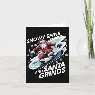 Kerstsnowboarder Snowy Spins Santa Grinds Son Kaart