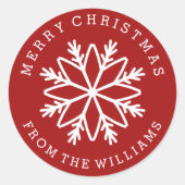 kerstsnowflake Aangepaste kleur Ronde Sticker (Voorkant)