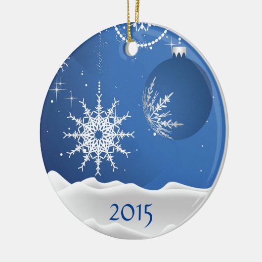 Kerstsnowflake & Ball-versiering Naam toevoegen Keramisch Ornament (Links)