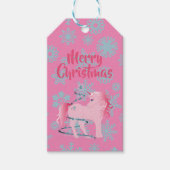kerstsnowflake Cute Pink Unicorn Cadeaulabel (Voorkant)