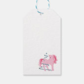 kerstsnowflake Cute Pink Unicorn Cadeaulabel (Achterkant)
