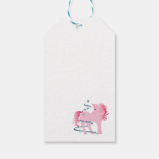 kerstsnowflake Cute Pink Unicorn Cadeaulabel (Achterkant)