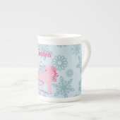 kerstsnowflake Cute Unicorn Kind Hot Chocolade Porselein Kop (Voorkant rechts)