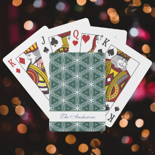 kerstsnowflake Pattern Op maat gesneden Groen Pokerkaarten