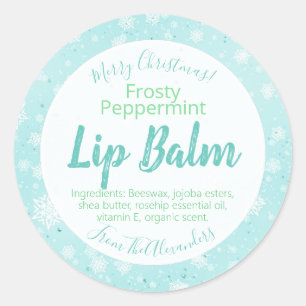 kerstsnowflake peppermint lip-balsetiketten ronde sticker