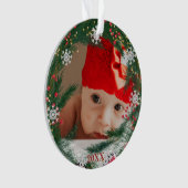*~* kerstsnowflake PHOTO Baby AP44 sneeuwMan Ornament (voorkant)
