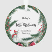 *~* kerstsnowflake PHOTO Baby AP44 sneeuwMan Ornament (achterkant)