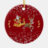 kerstsnowflake Santa Ho Ho Reindeer Sleigh Keramisch Ornament (Voorkant)