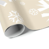 kerstsnowflake wrapping papier-beige cadeaupapier (Rol Hoek)